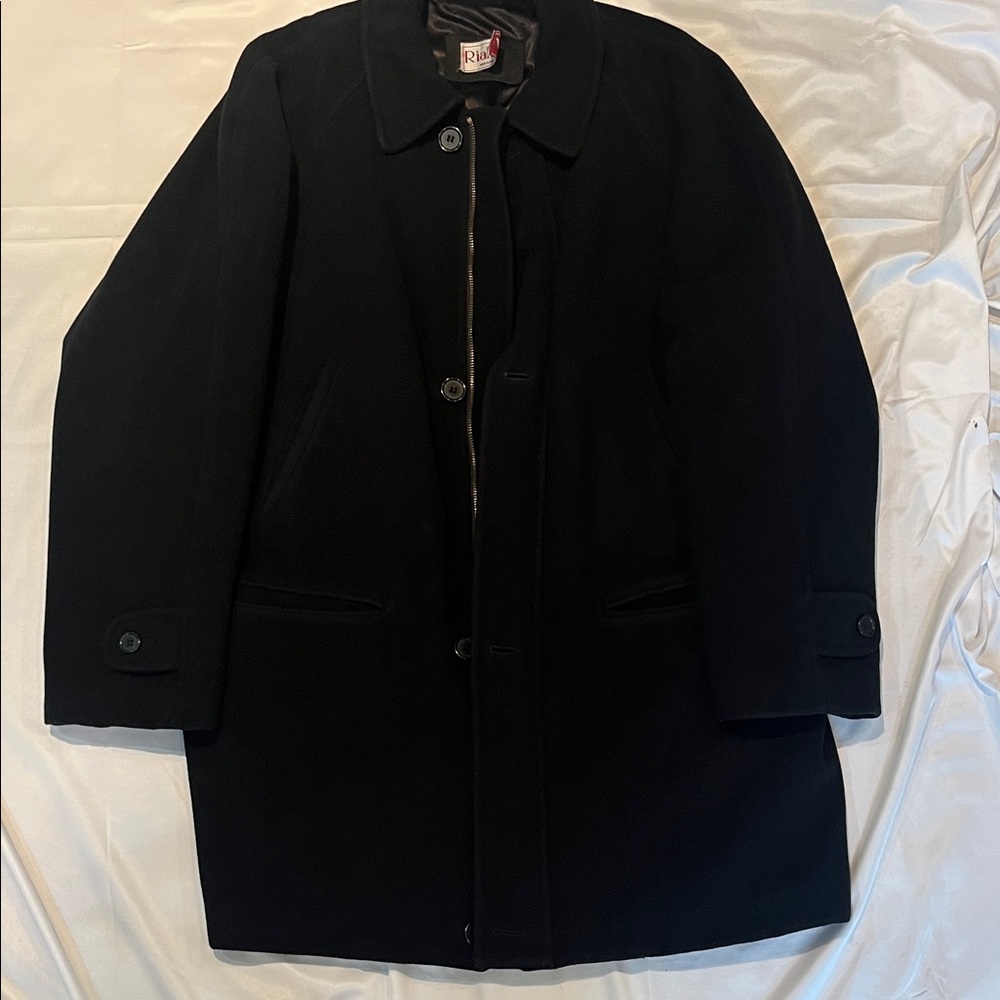 Rialto Men's Wool/Cashmere Black Trench Coat